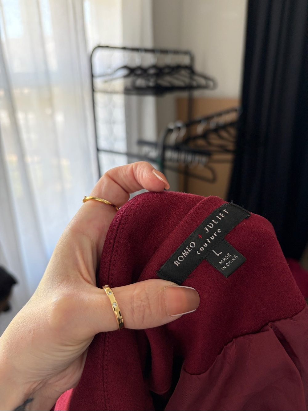 NWOT Romeo + Juliet Couture Faux Suede Moto Jacket in Red size L - Picture 6 of 6